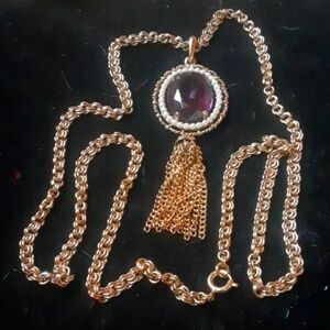 Gold Chain Necklace with Purple Pendant,  AVON